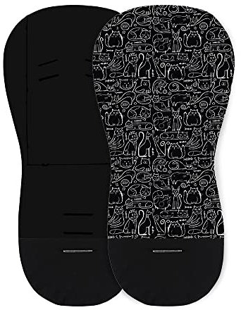 Petite&Mars Foamy memory foam liner * Sitzeinlage * Universal Sitzauflage für Kinderwagen, Buggy * Anti-Stoß * Baumwolle (Black Cats)