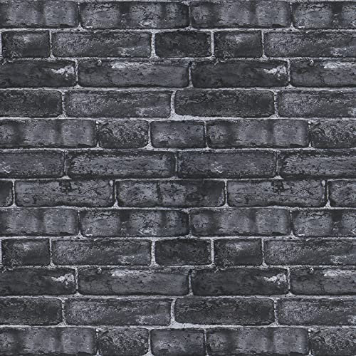 CiCiwind Dunkelgrau Ziegelstein Tapete Selbstklebende Tapete 39,5×300CM Wasserdicht Wandverkleidung Vinyl Klebefolie Wandaufkleber für Küche Schlafzimmer Wohnzimmer Wand Möbel Dekoration