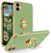 GUAGUA for iPhone 11 Case, iPhone 11 Phone Case with 360° Ring Holder Slim Shockproof Support Magnetic Car Mount Kickstand Women Men Non-Slip Phone Cover, Matcha Green/Gold