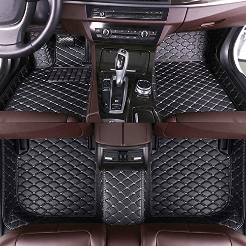 BPOOBP Auto Fußmatten Leder Bodenmatte für T-Cross 2019-2020 | für Vorne und Hinten wasserdichte rutschfeste Allwetter Fussmatten Set Zubehör Fußmatte Schwarz Beige