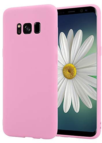 SHAANS Case For Samsung Galaxy S8 TPU Silicone Rubber Phone Case Soft Matt Finish (Pink)