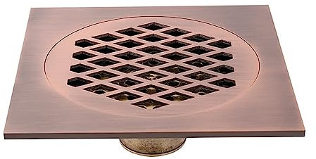 JKUHA Siphon de Sol de Douche carré 5,9 Pouces, Siphon de Douche en cuivre avec Couvercle de vidange à Motif Floral Amovible, passoire à Cheveux (Couleur : G)