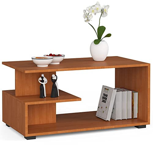 3xE Living Couchtisch, Kaffeetisch, Beistelltisch in Erle Farbe (B: 90cm x H: 44cm x T:50cm)