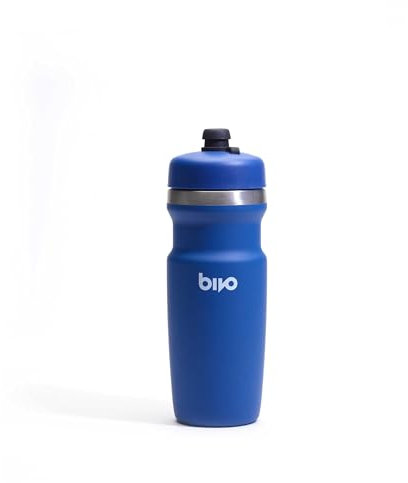 bivo Trio Mini 17oz Insulated Stainless Steel Bike Water Bottle - for Cycling - Compact, Fits Most Cages, Dishwasher Safe, High Flow Sports Nozzle - Keeps Drinks Cold 12+ Hours - (True Blue)