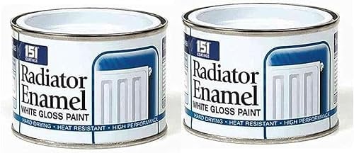 YSAMAX 2x Heat Resistant White Gloss Enamel Paint, Hard Drying 151 Coatings White Radiator Paint, Non-drip Gloss Paints, Hard Drying, Hard Built (Pack of 2, 180 ML)