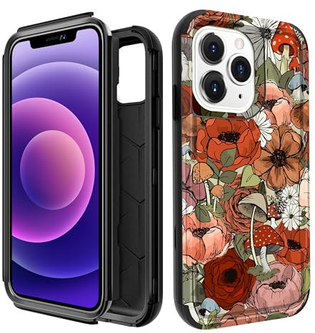 Pegmode for iPhone 11 Pro Max Case - Heavy Duty Protective Designer Mushroom Flower Cute Cartoon Hard Shockproof Bumper Phone Cases for 11 Pro Max for Girly Women Men Girls Boys Teens