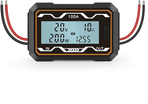 Solar Power Analyzer, 100/150/200A Digital Monitor Ampere Watt Meter mit Hintergrundbeleuchtung LCD Bildschirm RC Batterie Solar Power Meter Analyzer (100A)