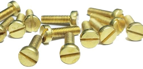 Lot de 100 vis cylindriques M2 x 6 mm avec fente en laiton et tête cylindrique Doré