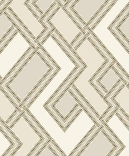 Grandeco 177505 Non-Woven Wallpaper Geometric Art Deco Beige Cream Gold Metallic