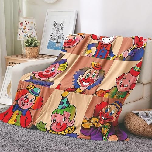 EHOMERY Warme Kuscheldecke Flanell Decke Klein Decke Sofa Kuscheldecke Flanelldecke Sand Clown Karikatur Sommerdecke Dekorative Weiche Kuscheldecken Rot 150x130cm