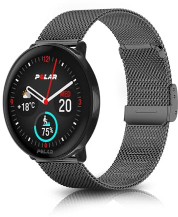 ToVioc Cinturino Compatibile con Polar Ignite 3 Titanium/3/2/1, 20mm Cinturino di ricambio in Acciaio Inossidabile für Polar Pacer/Unite - Nero