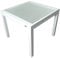 MOMMA HOME Ausziehbarer Gartentisch, Aluminium und gehärtetes Glas, quadratisch, ausziehbar, für den Außenbereich, Maße: 90/150 x 90 x 74 cm, Weiß