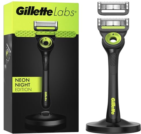 Gillette Labs Herrenrasierer, limitierte Edition, mit Peelingstange für eine mühelose Rasur, reinigt die Haut vor dem Durchgang der Klingen, 1 Griff, 2 Nachfüllungen, mit einer Premium-Magnethalterung