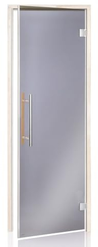 Amilano Saunatür BENELUX Magnet Hochwertige Glastür 8mm inkl. Zarge Vollholz Leicht Einstellbar DIN Links Rechts (70x190, Espe/Grau)