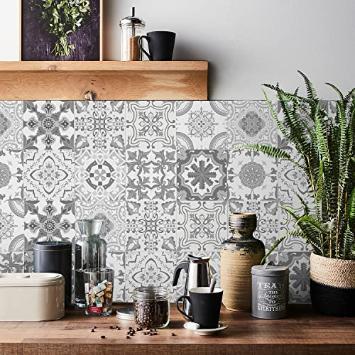 HORIWE Fliesenaufkleber Marokko Wandfliese Aufkleber 24 Stück 10x10 PVC Selbstklebende Fliesensticker Fliesen Tapete Wasserdicht Wandaufkleber für Küche,Bad,Schrank,Möbel,Tisch