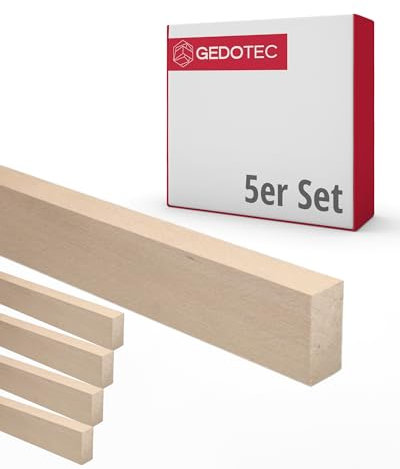 Gedotec Holzleisten zum basteln - Holzbretter zum bauen aus Buchen-Holz 95 cm | 5 Stück 20x60x950 mm | BASIC | vielseitiges Holz zum Basteln und Bauen von verschiedenen Objekten