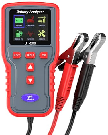 melasta Tester Batteria Auto, 12V/24V BT-200 Tester Generatore 100-2000 CCA per AGM/EFB Batterie Tester Batteria per Motocicli/Barche/Yacht/Camion/ATV