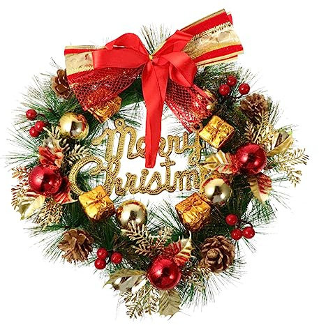 Ciieeo Simulationsgirlande Kunststoff Weihnachtskranz Anhänger 30cm Rot Party Dekoration Tür Fenster Fensterbank Weihnachtsanhänger