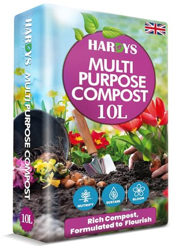 Hardys 10L Multi Purpose Compost - Potting & Seed Compost for Outdoor Plants | All Purpose Indoor Plants Potting | Nutrient Rich Fertiliser for Garden, Pots, Planter Beds