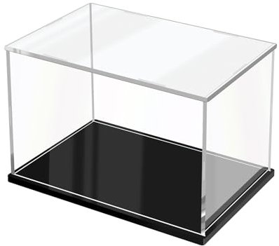 JUJOMAT Schaukasten Vitrine mit Schwarzer Basis Klare Acrylkasten Organizer Staubdichte Schaukasten Acryl für Action-Figuren Spielzeug Sammlerstücke 30*20*20cm