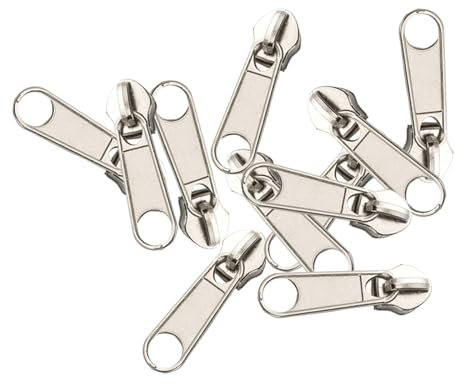 200 Stück #5 Reißverschlussanhänger Silber Metall Reißverschluss Zipper Slider Spulen Reißverschluss Anhänger Ersatz Nylon Reißverschluss für Jacken Gepäck Taschen