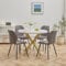 DEYARNA HOME Essgruppe 5-Teilig, 100cm Runder Esstisch und 4 Leinen-Esszimmerstühle, Esstisch und Stühle für 4 Personen, 4 Stühle & Tisch für Küche, Esszimmer und Wohnzimmer (Weiß/Gold+Grau)