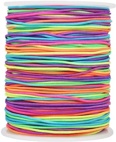 Tenn Well Stretchy Elastic String, 1mm X 100m Elastic Cord for Bracelet Necklaces Jewelry Making, Beading, Knotting, Binding, Wrapping and Crafts (Colorful)