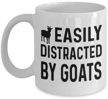 DPgUfPV Goat Mug, Easily Distracted by Goats Coffee Mug, Funny Goat Gifts for Goat Lovers