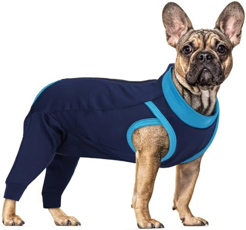 PUMYPOREITY Chirurgieanzug für Hunde, Genesungsärmel für Hinterbeine, nach Operationen, Body mit Beinen (Marineblau, M)
