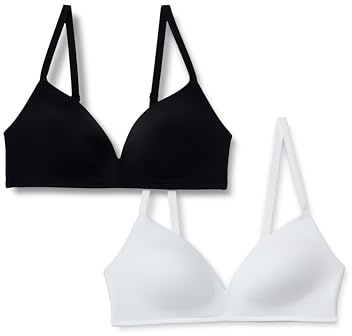 Amazon Essentials Women's Wire-Free Padded Soft Microfibre Plunge Bralette, Pack of 2