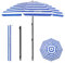 HOMEDEMO Parasol Plage Inclinable Portable et Pliable, Protection Solaire UV50+, avec Pied d'Ancrage à Visser & Housse de Protection, pour Terrasse, Piscine, 217cm, Rayures Bleues Blanches