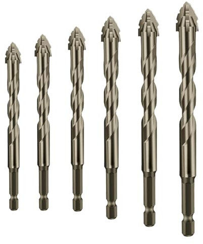 Forets Excentrique à Quatre Cannelures en Dents de Scie, Kit de Forets Excentrique Dentelée à 4 Cannelures Haute Résistance pour Bois, Plastique, Céramique, Carrelage, Verre, Béton