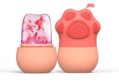 AYVRUOP Rouleau de glace pour le visage en silicone avec brosse en forme de patte de chat pour les soins du visage, le soulagement de la douleur et la réduction des pores.