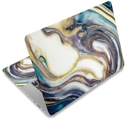 PLIGREAT 15 Zoll Laptop Skin Aufkleber Zuschneidbar Universalgröße Passend Für 12 13 13.3 14 Laptops Abnehmbar Wasserdicht Notebook Kunst Aufkleber PC Schutzabdeckung Textur Marmor