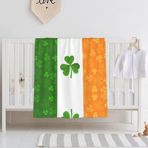 WBQLSL irish flag Printed Baby Blanket, 30 x 40 Newborn Swaddle, Baby Throw Blanket