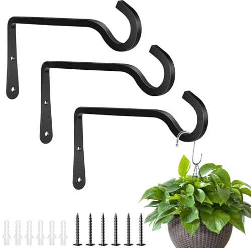 AMFUN 3 Stück 14.5 cm Blumenampelhalter, Hängepflanzenhalter aus Eisen, Wandhaken für Blumenampel, Balkon Wandhaken Hängend zum Aufhängen für Hängend Pflanzenkörbe