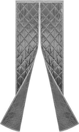 Tenda termica magnetica per porte, impermeabile, antivento, magnetica, termica, isolata, in PVC, con ganci, per camera da letto, balcone, porte d'ingresso principali, grigio, 95 x 210 cm