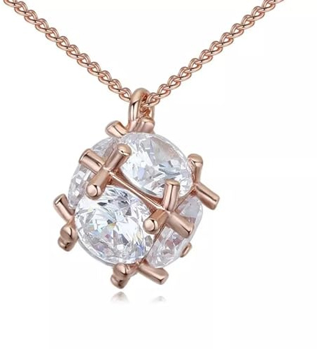 Löb 18K Roségold vergoldet Halskette Zirkonia Kugel Anhänger Glitzer Stein Damen Kette Strass Perlenanhänger Perle Steinchen Rund weiß