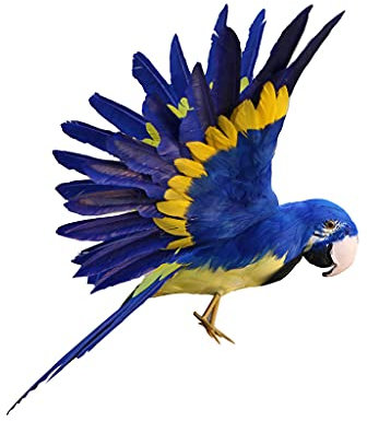 Künstliche Gefiederter Vogel Tiervogel Garten Figur Dekofigur Dekoration Vogel Scarer Garten Ornament, Papagei Blau
