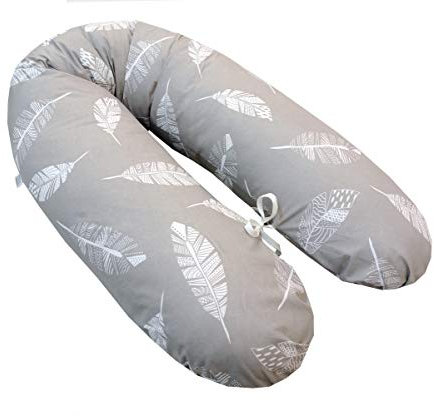 Emi&Sam Stillkissen 170cm Bezug Füllung FillBall EPS Lagerungkissen Stillkissenbezug ((EPS inkl Bezug) 12. Grau Feder)