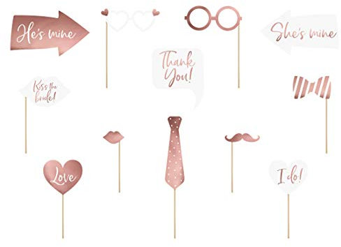 PartyDeco Hochzeit Foto Gadgets Hochzeit Photo Booth Zubehör Kit Halter Requisiten für Parteien Foto-Session Selfie Bräutigam Braut Brautjungfer Glückwunsch Liebe zu komponieren