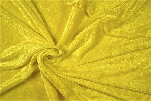 Pannesamt Stoff Meterware für Deko, Basteln und Bekleidung, 1 Meter - 147 cm Breit - Samt ähnliche Oberfläche Stoffe (Gelb 1105)