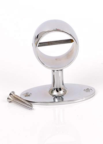 Polished Chrome Oval Pipe Bracket for 24mm, 36mm Decking Rope Decking Brass Fittings (36MM Oval Pipe Bracket)