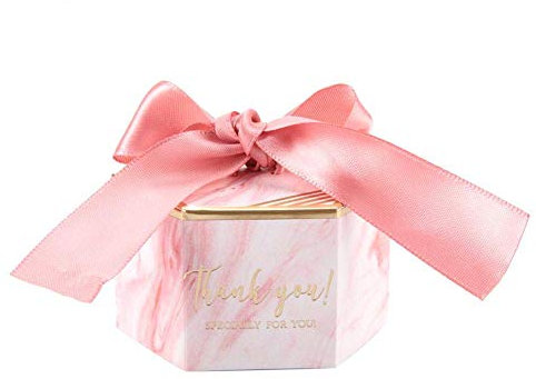 30pcs Pralinenschachtel Papier Geschenkboxen Hochzeit Bevorzugungen Band MEHRWEG VERPACKUNG((Rosa))
