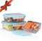 Amisglass Glass Food Storage Containers with Lids, 3 Packs Cereal Glass Meal Prep Containers with Lifetime Lasting Snap Locking Lids, Divided Glass Lunch Containers Food Container & BPA-Free