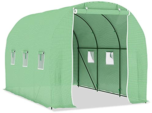 vidaXL Gewächshaus Treibhaus Frühbeet Tomatenhaus Folientunnel Pflanzenhaus 6,86 m² 3,43x2x2 m