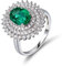 Bishilin Verlobungsring Weißgold 750 Diamant, Eheringe Nickelfrei Damen Ringe Weißgold Halo Ring mit 1.4ct Oval Smaragd Große 53 (16.9)