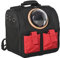 PawHut Zaino Portatile per Gatti di Piccola Taglia Pieghevole con Oblò, Trasportino per Cani o Gatti in Oxford, 38x24x38 cm, Nero e Rosso