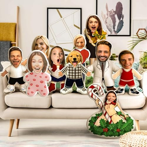 Personalisiert Kissen mit Hund Katze Mensch Gesicht in Form Body Gesicht mit Körper Kissen mit Foto Selbst Gestalten Doppelseitig 3D Druck Weich Home Auto Sofa Kinder Geburtstag Weihnachten Geschenk