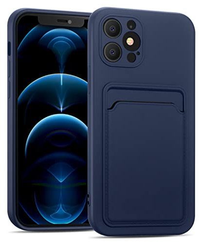 Verco Coque Silicone Compatible avec iPhone 12 Pro, Protection Antichoc avec Porte-Cartes Case en Silicone Premium pour iPhone 12 Pro Étui, Bleu